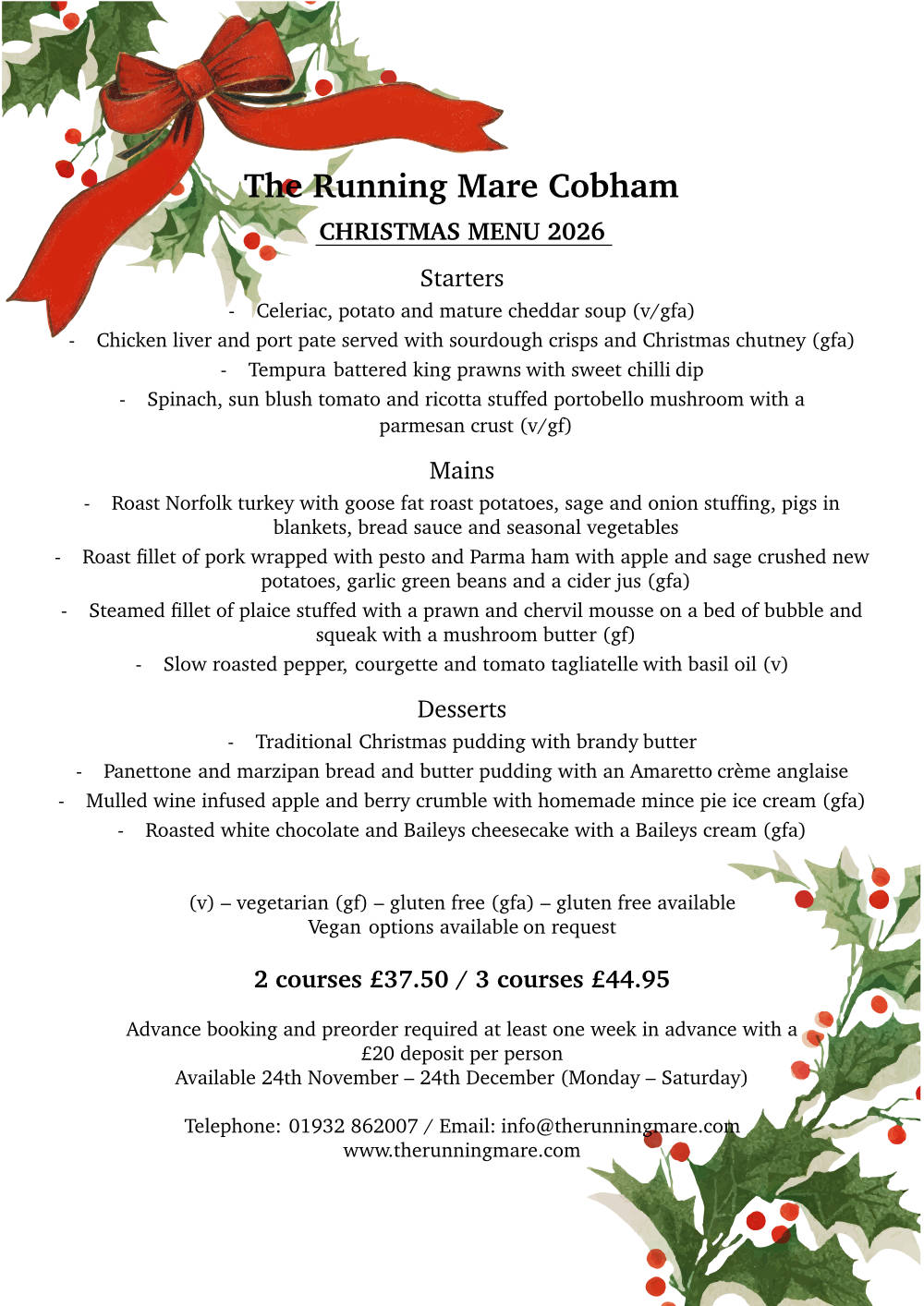 A4 2026 XMAS MENU